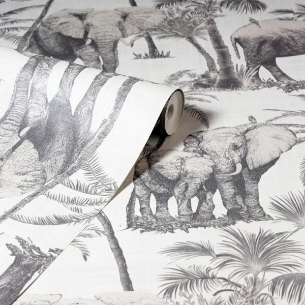 Arthouse Safari Elefant Tapet 32,8ft x 21in Grå Grey 32.8ft x 21in