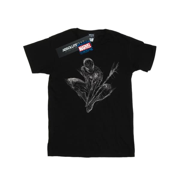Marvel Dam/Dam Spider-Man Web Crouch Bomulls Boyfriend T-shirt Black M