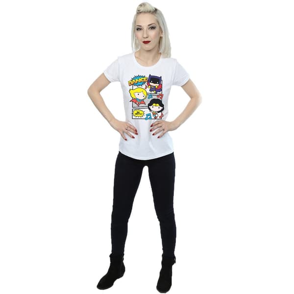 DC Comics Dam/Dam Chibi Super Friends Dance Bomulls T-shirt White XL