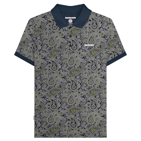 Lambretta Herr SS25 Paisley Märkes Polo Tröja S Marinblå/Grå Navy/Grey S