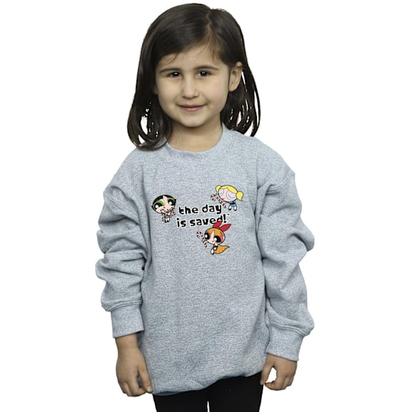 Powerpuff Girls Girls The Day Is Saved Sweatshirt 9-11 År Sports Grey 9-11 Years