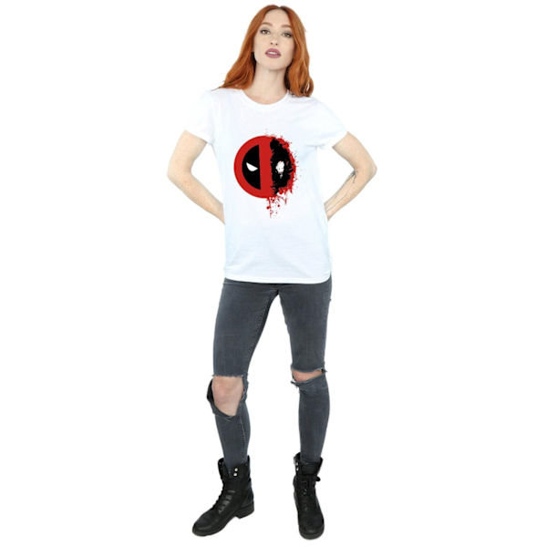 Marvel Dam/Damer Deadpool Split Splat Logo Bomull Boyfriend White L