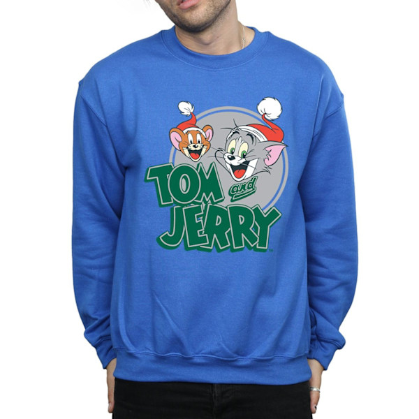 Tom And Jerry Herr Julhälsningar Sweatshirt L Royal Blue Royal Blue L