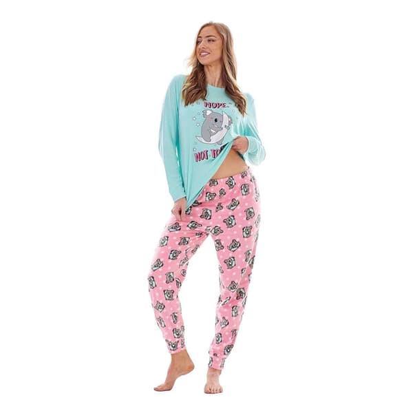 Keanu Dam Not Today Koala Microfleece Lång Pyjamas Set Blue/Pink 20 UK - 22 UK