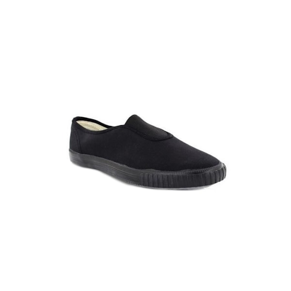 Dek Vuxna Unisex Gusset Svart Canvas Plimsolls 6 UK Svart Black 6 UK