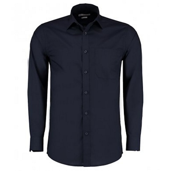 Kustom Kit Herr Långärmad Skräddarsydd Poplinskjorta 22 Mörk Marinblå Dark Navy 22