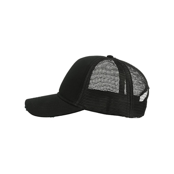 Atlantis Rapper Destroyed 5 Panel Weathered Trucker Cap One Size Black/Black One Size