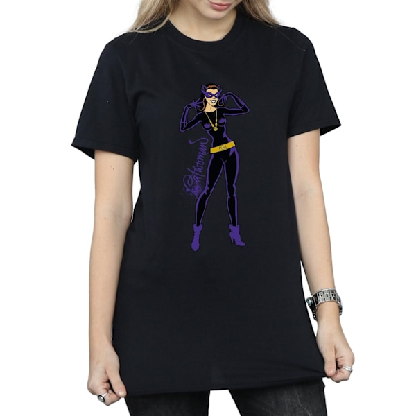 DC Comics Dam/Damer Catwoman Happy Pose Bomull Boyfriend T-shirt Black L