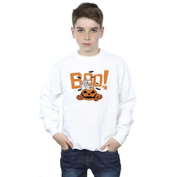 Tom & Jerry Boys Halloween Boo! Sweatshirt 5-6 år Vit White 5-6 Years