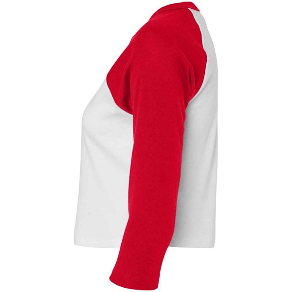 Bella + Canvas Dam/Kvinnor Raglan 3/4 Ärm Klippt T-Shirt L W White/Red L