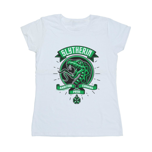 Harry Potter Dam/Kvinnor Slytherin Toon Crest Bomull T-shirt White S