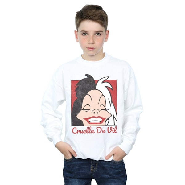 Disney Boys Cruella De Vil Cropped Head Sweatshirt 12-13 år White 12-13 Years
