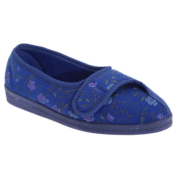 Comfylux Dam/Dam Diana Blommiga Tofflor 8 UK Blå Blue 8 UK