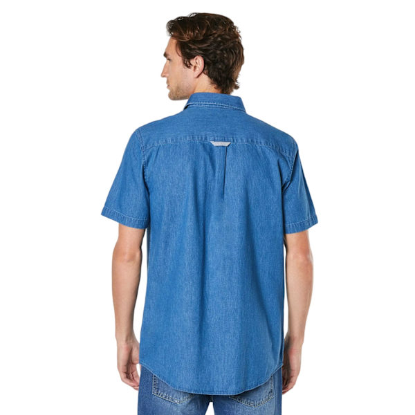 Maine Herr Denim Kortärmad Skjorta S Mellanblå Mid Blue S
