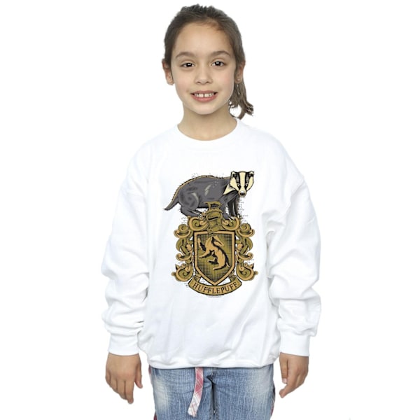 Harry Potter Flickor Hufflepuff Sketch Crest Sweatshirt 3-4 År White 3-4 Years