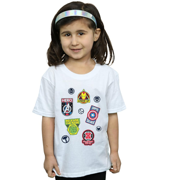 Marvel Girls Avengers Hero Badges Bomull T-shirt 5-6 år Vit White 5-6 Years