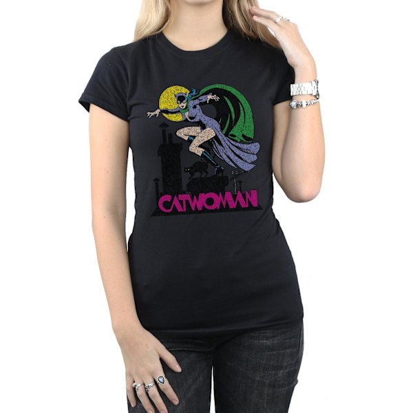 DC Comics Dam/Kvinnor Catwoman Crackle Logo Bomull T-shirt S Black S