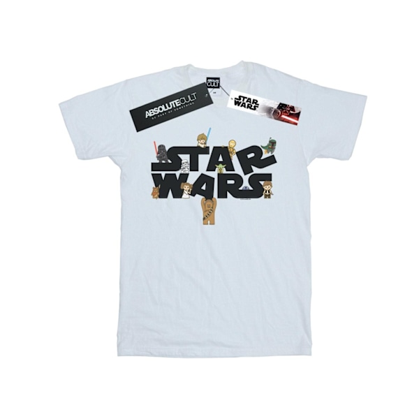 Star Wars T-shirt för flickor med logotyp, bomull, 5-6 år, vit White 5-6 Years