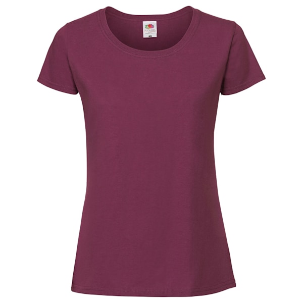 Fruit Of The Loom Dam T-shirt i Ringspun Premium, Damstorlek Burgundy S UK