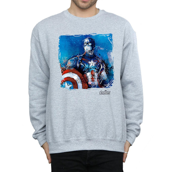 Marvel Herr Captain America Art Sweatshirt M Sports Grey Sports Grey M