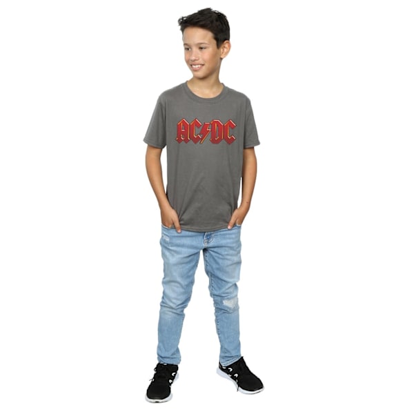 AC/DC Pojkar Mörk Röd Logo T-Shirt 7-8 År Kolgrå Charcoal 7-8 Years