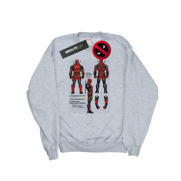 Marvel Dam/Kvinnor Deadpool Actionfigur Planer Sweatshirt M Heather Grey M