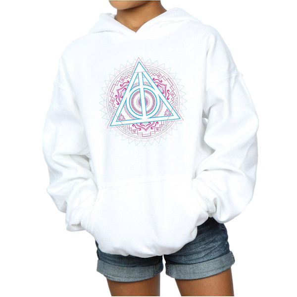 Harry Potter Flickor Neon Deathly Hallows Hoodie 9-11 År Vit White 9-11 Years