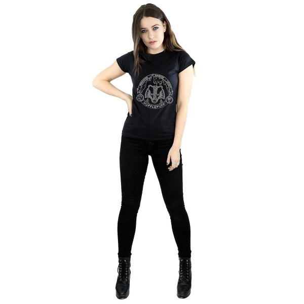 Harry Potter Dam/Dam Hufflepuff bomull T-shirt L Svart Black L