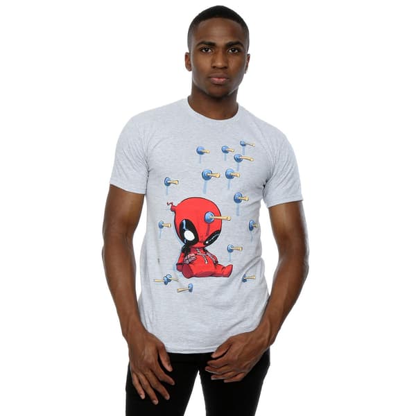 Marvel Herr Deadpool Tecknad Knockout T-Shirt S Ljusgrå Heather Grey S