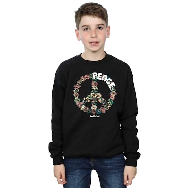 Woodstock Boys Floral Peace Sweatshirt 5-6 år Svart Black 5-6 Years