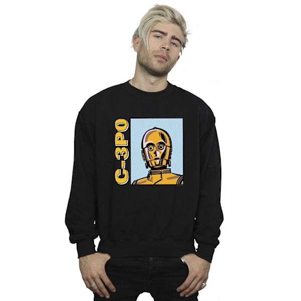 Star Wars C3PO Line Art Sweatshirt för män, M, svart Black M