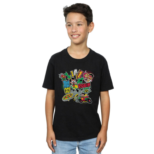 DC Comics Boys Teen Titans Go Robin Montage T-shirt 7-8 år B Black 7-8 Years