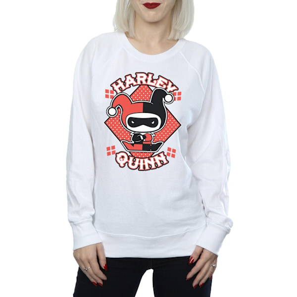 DC Comics Dam/Kvinnor Chibi Harley Quinn Badge Sweatshirt L W White L