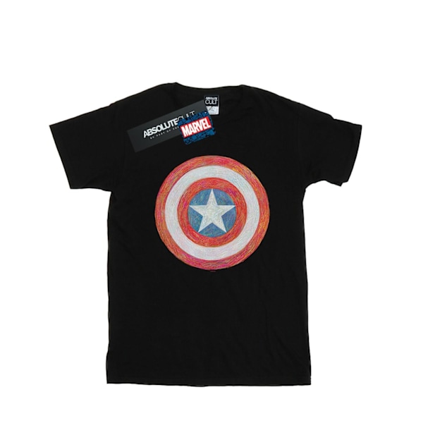 Marvel Herr Captain America Sketched Shield T-Shirt 5XL Svart Black 5XL