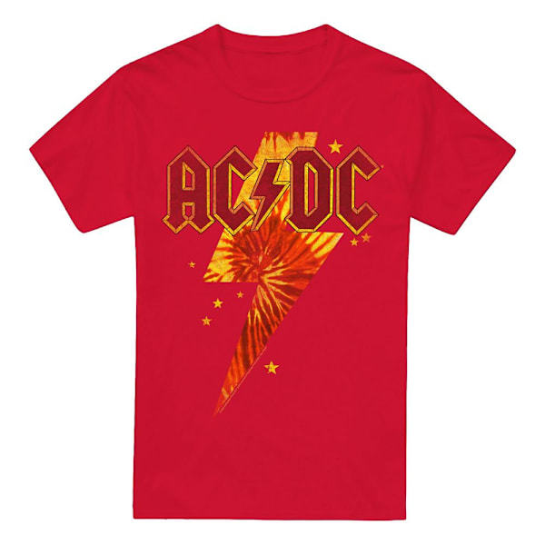 AC/DC Herr Tie Dye Bolt T-Shirt 4XL Röd Red 4XL