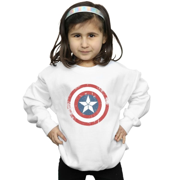 Marvel Girls Captain America Civil War Distressed Shield Sweatshirt White 5-6 Years