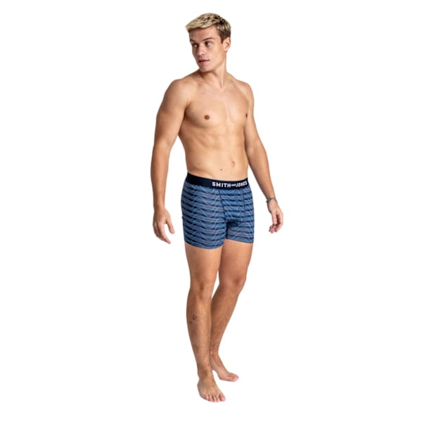 Smith & Jones Herr Zyden Boxershorts med Olika Mönster (Pack om Blue/Black/Navy XL