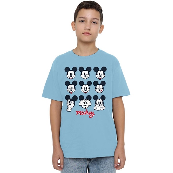 Mickey Mouse Barn/Barnansikten T-Shirt 7-8 År Himmelsblå Sky Blue 7-8 Years