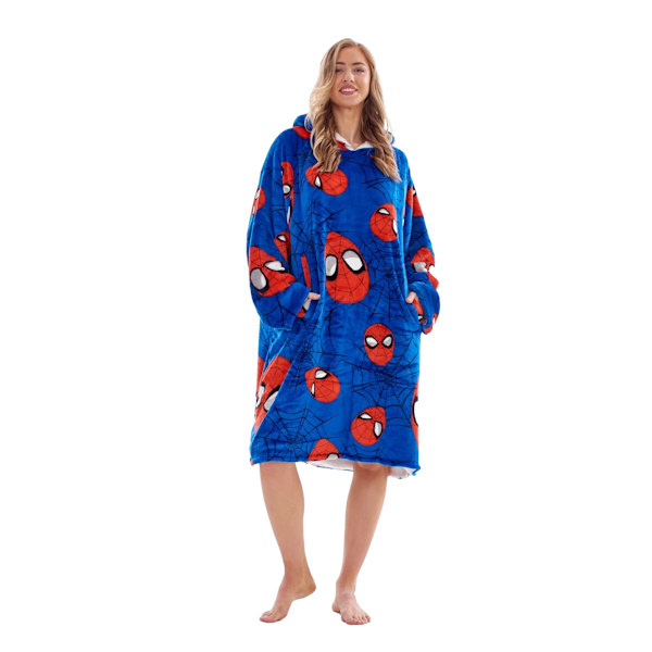 Spider-Man Fleecefilt med Sherpafoder för Barn/Ungdomar, Oversize Blue/Red One Size