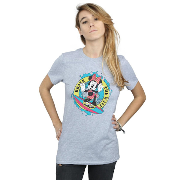 Disney Dam/Damer Minnie Mouse Brave The Wave Bomull Boyfriend T-shirt Sports Grey L