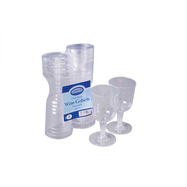 Essentiella Husgeråd Plastvinglas (Paket med 8) En Storlek Klart Clear One Size