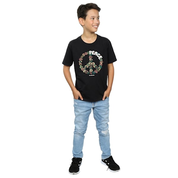 Woodstock Boys Floral Peace T-Shirt 12-13 år Svart Black 12-13 Years