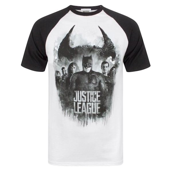 Justice League Raglan T-shirt för män med karaktärslinje L Multicol Multicoloured L