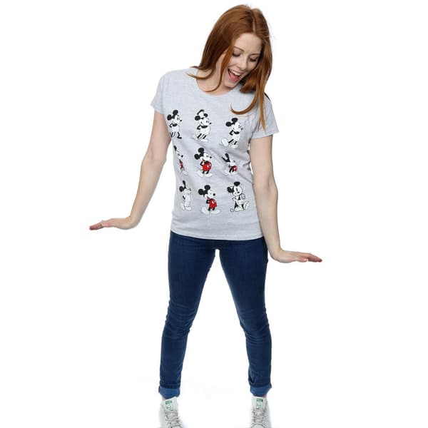 Disney Dam/Dam Mickey Mouse Evolution T-shirt i bomull S He Heather Grey S
