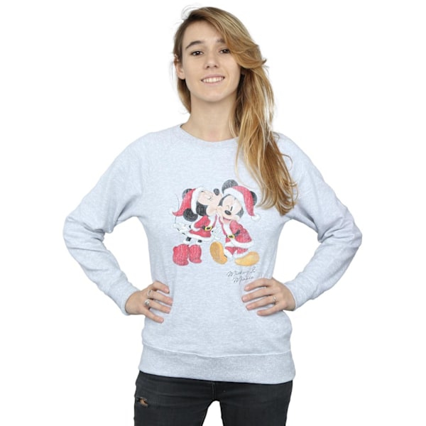 Disney Dam/Damer Mickey Och Minnie Jul Kyss Sweatshirt Heather Grey M