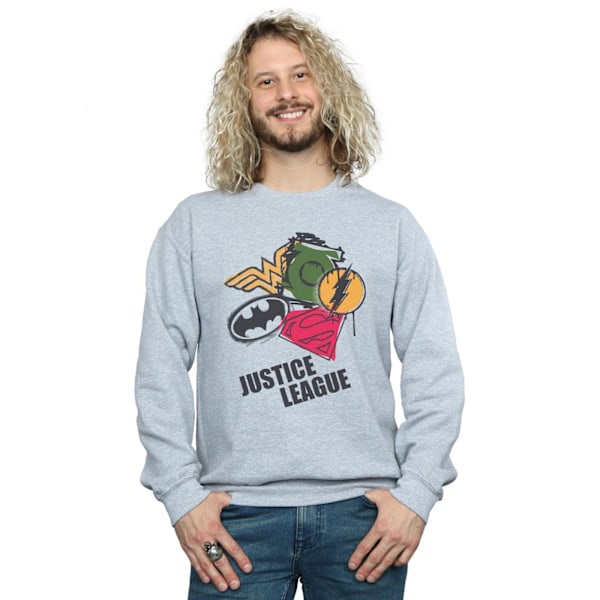 DC Comics Justice League Spray Logos Sweatshirt XXL Sports Sports Grey XXL