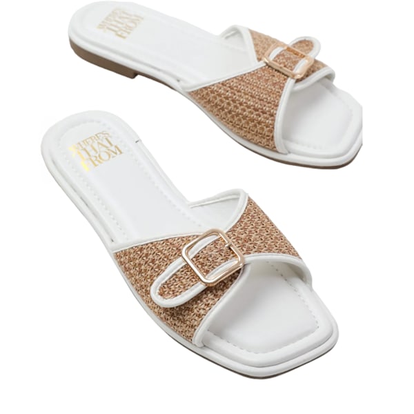 Where's That From Dam/Damer Vermont Raffia Spänne Sliders 3 White 3 UK