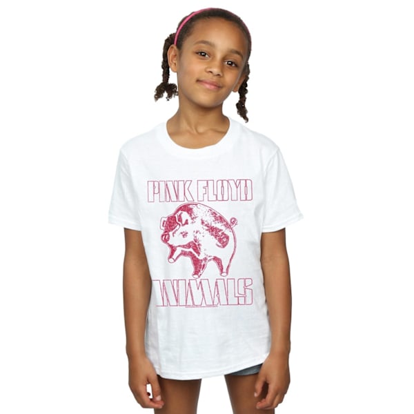 Pink Floyd Girls Animals Algie Bomull T-shirt 9-11 År Vit White 9-11 Years