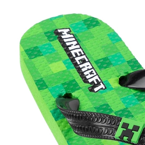 Minecraft Childrens/Kids Creeper Flip Flops 1 UK Green Green 1 UK