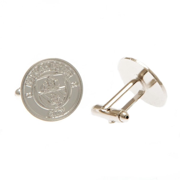 Manchester City FC Silver Plated Crest Cufflinks One Size Silver Silver One Size